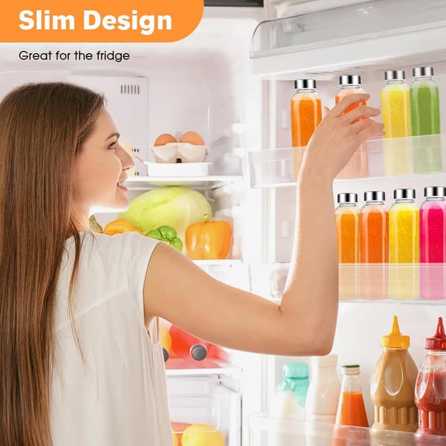 Detalle de ZhouZGlass 500ml Glass Juice Bottles (Set of 6) with Stainless Steel Airtight Lids