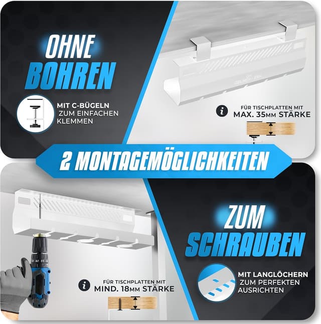 Detalle 2 de GELSENWERK Kabelkanal Schreibtisch 2er Set