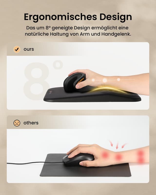 Detalle 2 de ProtoArc MP50 Mauspad mit Handgelenkauflage – PU-Leder, Memory-Schaum & rutschfeste Basis