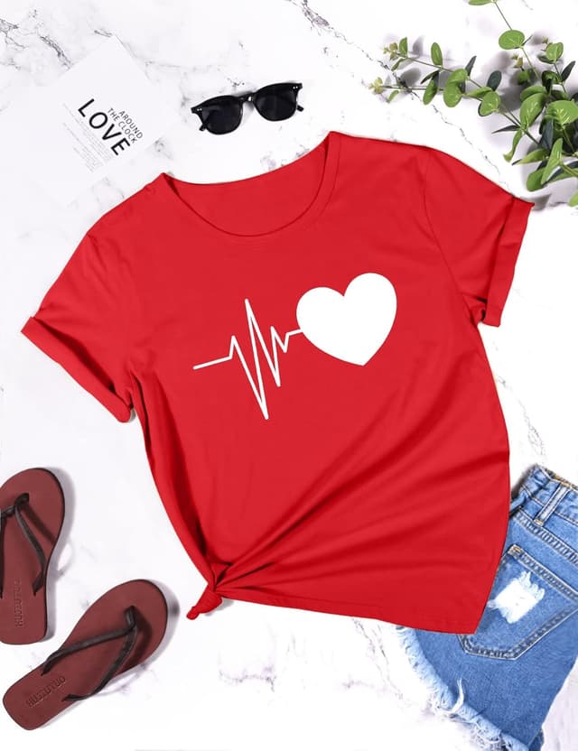 Detalle de Yuson Girl T-shirt femme col rond manches courtes astronaute galaxie et cœur en coton