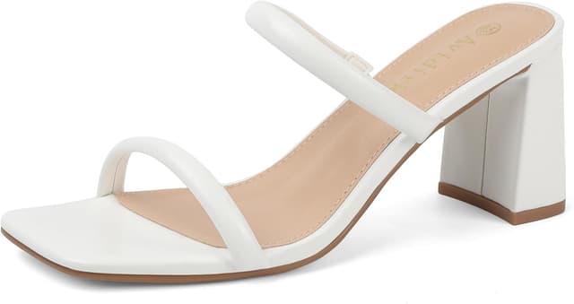 Detalle de Avidirk Women’s Square Open Toe Heeled Sandals (Two-Strap Mule) with Block Chunky Mid Heels