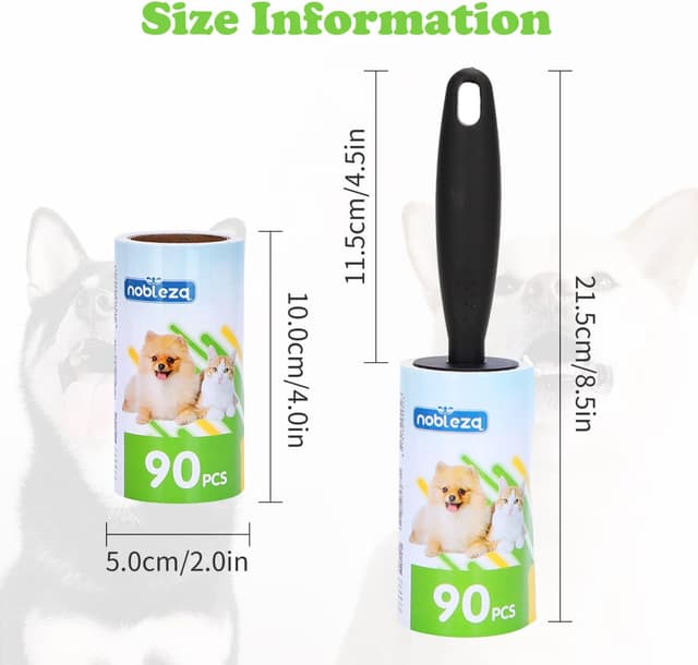 Thumbnail 6 de Nobleza set rullo leva peli Animali: 540 fogli, 2 manici e spazzola levapelucchi per cani e gatti