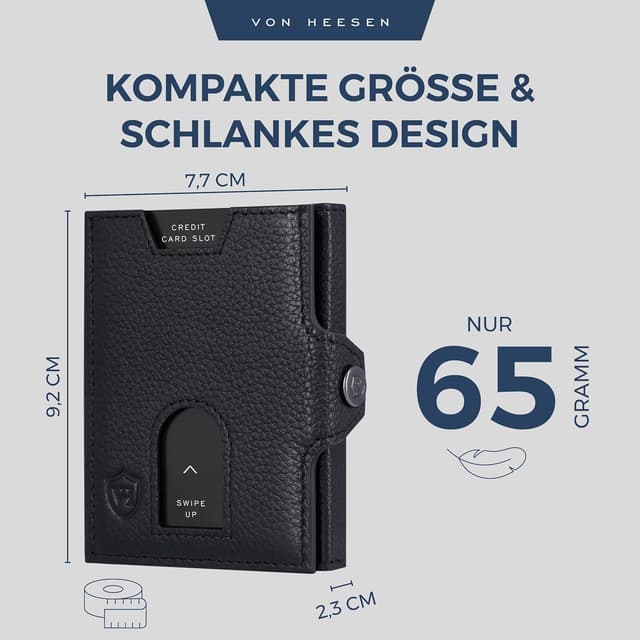 Thumbnail 4 de VON HEESEN Slim Wallet Leder 9 x 7 cm