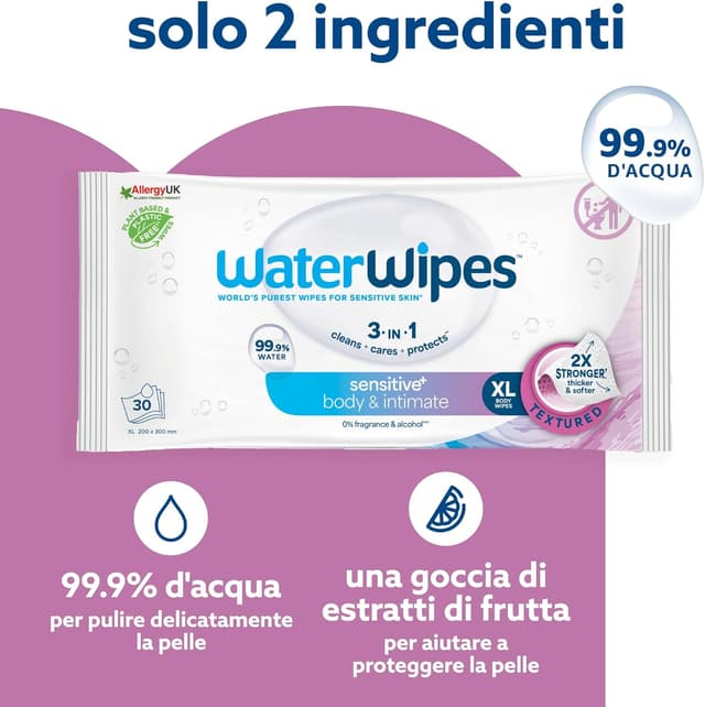 Detalle 2 de WaterWipes Sensitive+ Salviette corpo e intimo 90 pezzi