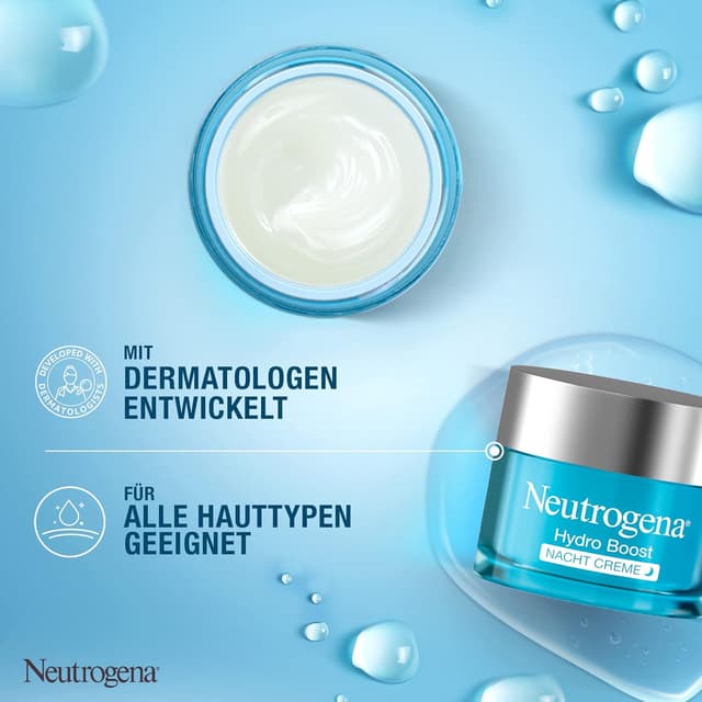 Detalle de Neutrogena Hydro Boost Nachtcreme mit purer Hyaluronsäure – regenerierende Gesichtspflege, 50 ml (2er Pack)