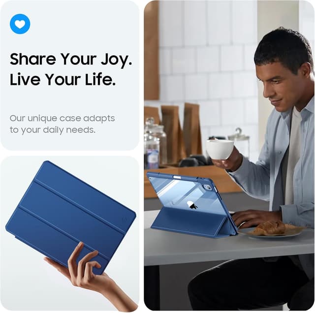 Detalle de FINTIE Hybrid-Hülle für iPad (A16) 11. Generation / iPad 10.9 (2022) mit Stifthalter – Navy