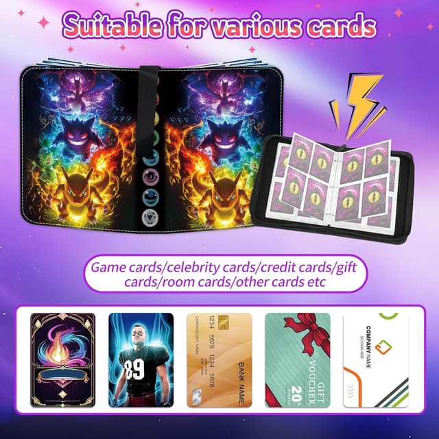 Detalle de Sammelalbum für Karten – PU-Kartenhalter mit Reißverschluss, 50 Seiten (bis 400 Karten)