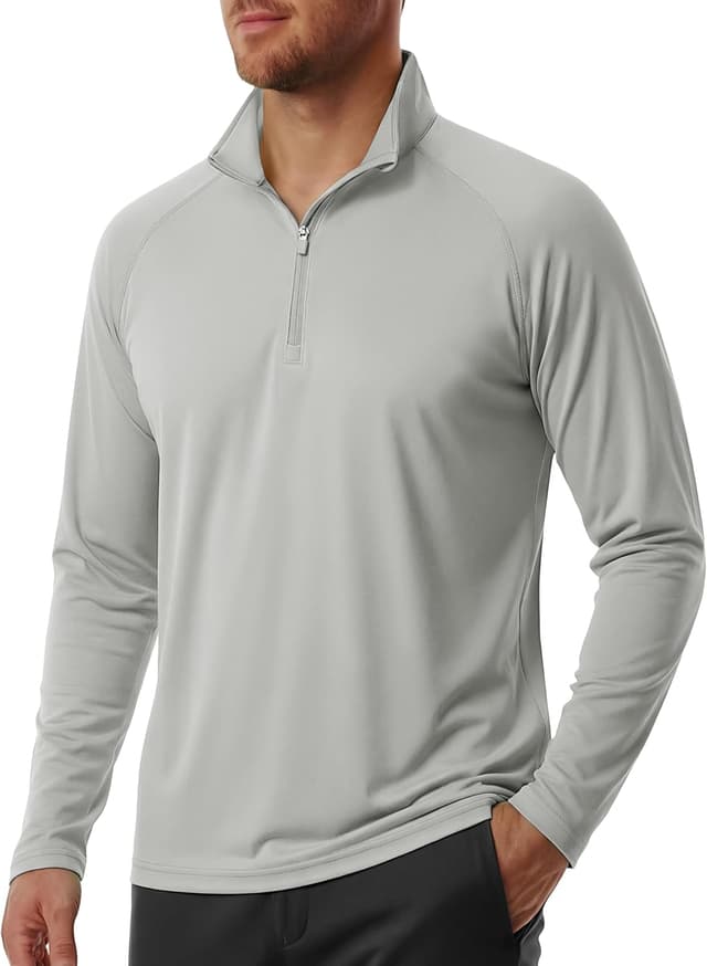 Detalle de MAGCOMSEN Men’s Long Sleeve Sun Shirt UPF 50+ 1/4 Zip Rash Guard Tee (Polyester)