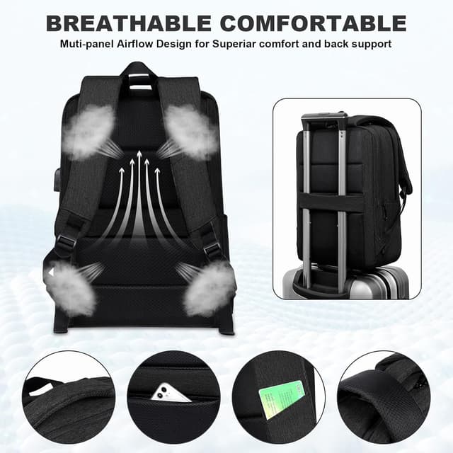 Detalle de TOPCHANCES Zaino da viaggio 45x30x16 cm con vano PC da 15,6 pollici (17L) per cabina aerea