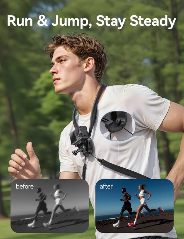 Detalle de llano Magnetic Neck Mount with Adjustable Chest Strap for GoPro & Action Cameras