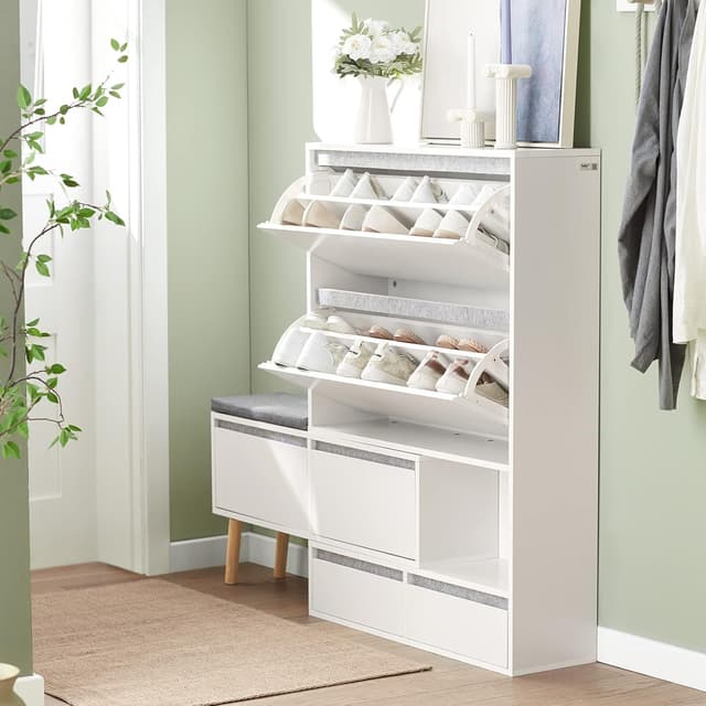 Detalle 2 de SoBuy FSR134-W Banco zapatero 124-92 cm