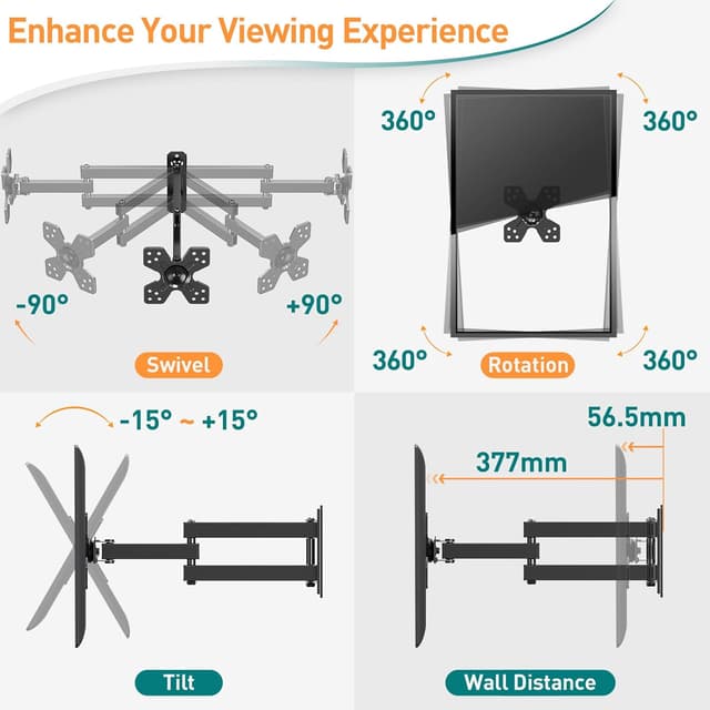 Thumbnail 2 de ELIVED universal TV mount for 14–30in TVs