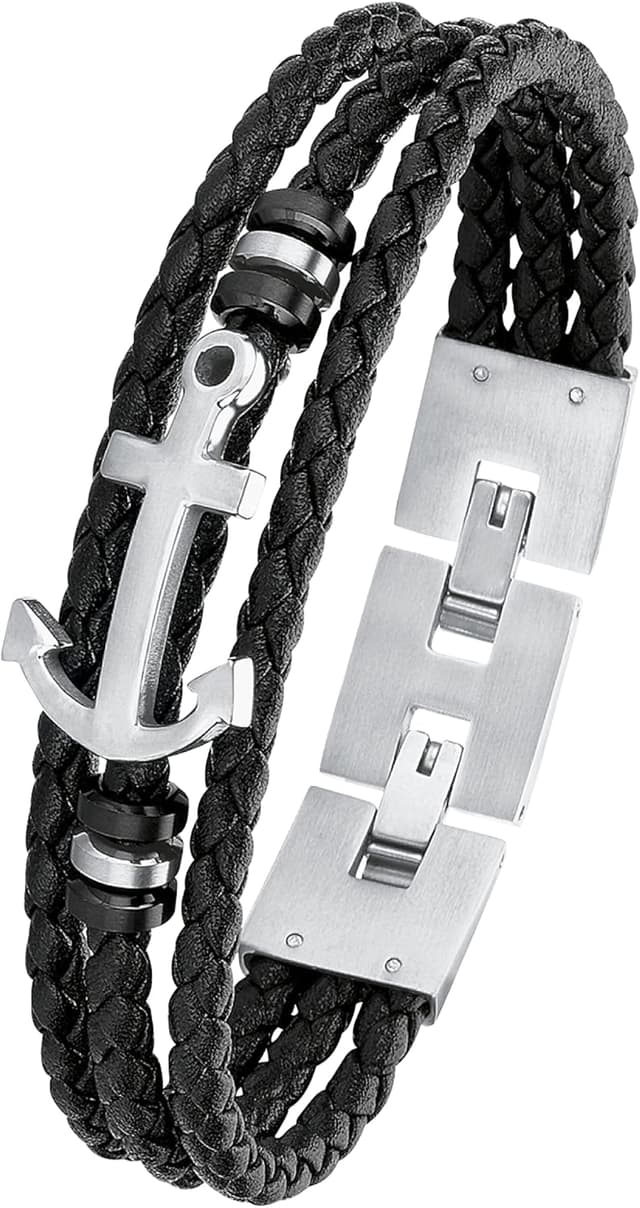 Thumbnail 4 de s.Oliver Bracciale acciaio pelle uomo 20+1,5 cm