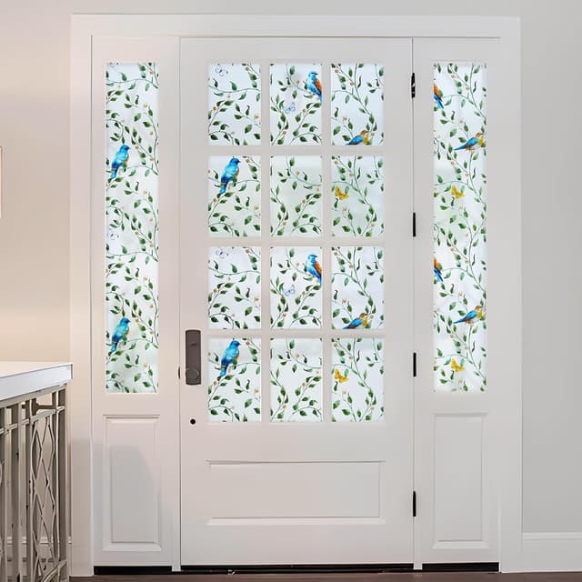 Detalle de dktie Fensterfolie Sichtschutzfolie mit Vogel und Zweig – statisch haftend, 90 x 200 cm