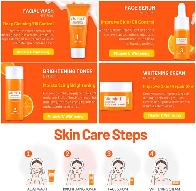 Detalle de Skin Care Kit Viso per donna: cofanetto detergere e idratare con Vitamina C