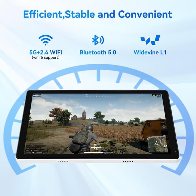 Detalle 2 de MUISOO 10 Inch Android 14 Tablet (16GB RAM, 128GB ROM, Expandable to 1TB) with 5G/2.4G WiFi, BT 5.0 and Dual Cameras