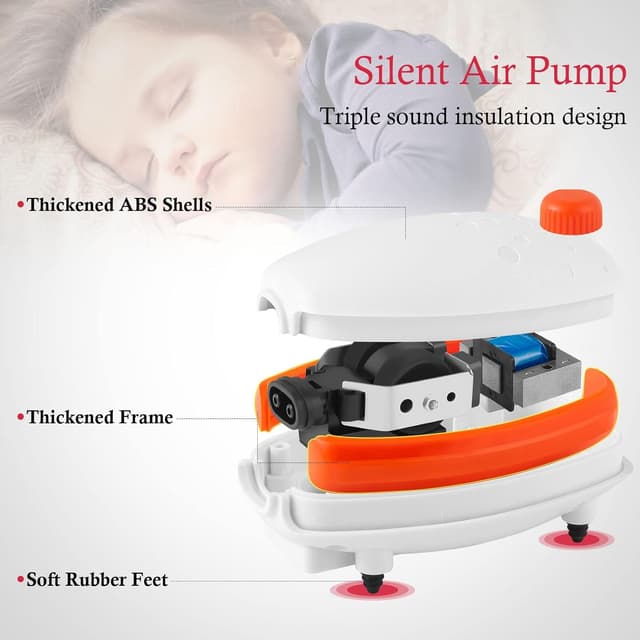 Detalle de PYPABL 3W Aquarium Air Pump (300L/H) – silent adjustable bubbler for fish and turtle tanks