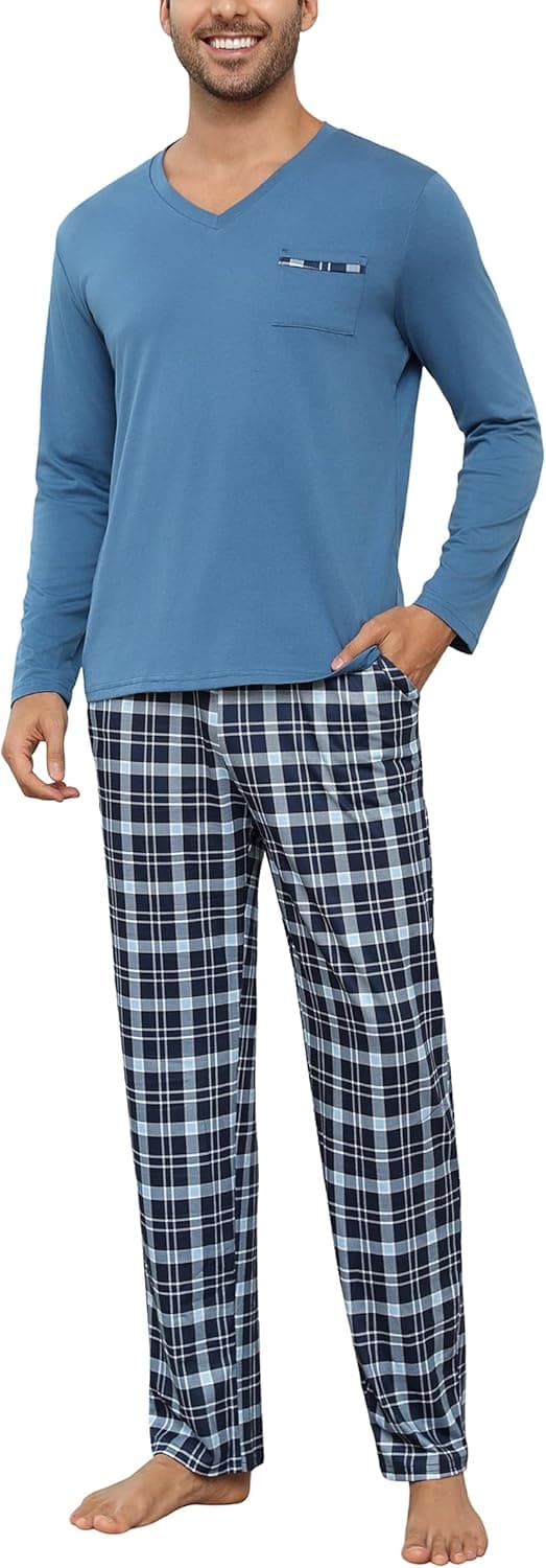 Thumbnail 6 de Bresdk Pigiama Uomo Cotone Lungo 2 Pezzi