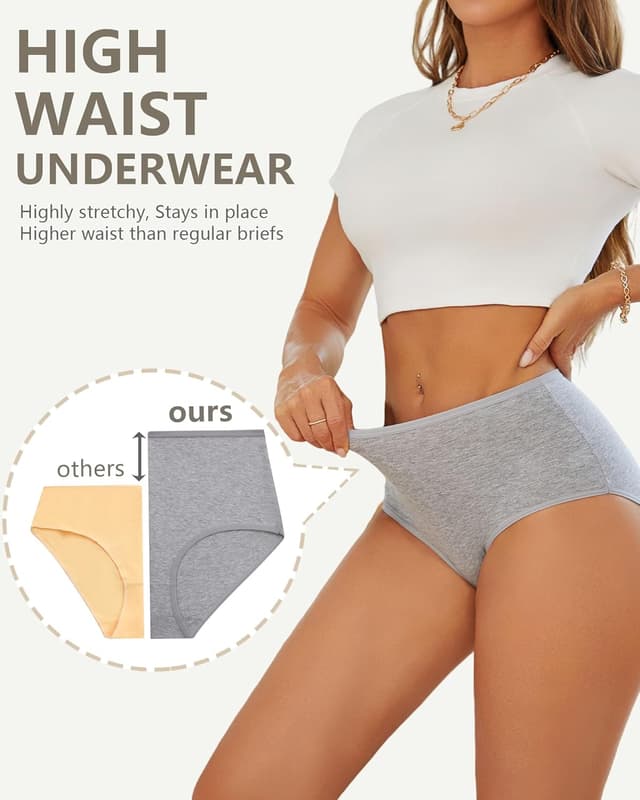 Detalle 2 de UNDER THE SEA Cotton High-Waisted Full-Coverage Briefs for Women (5-Pack) in Plus Sizes