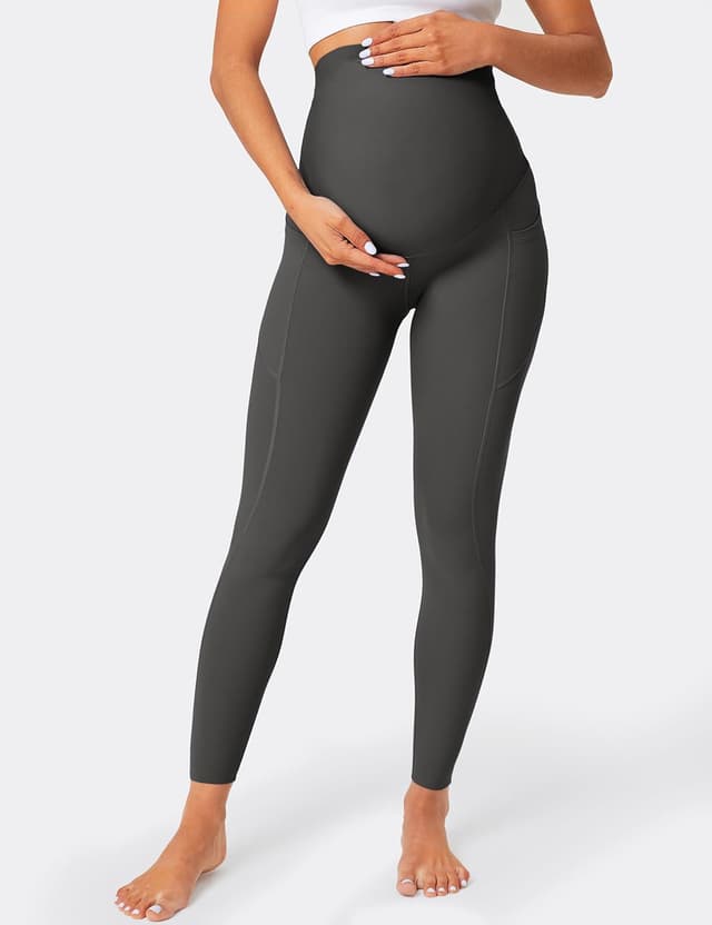 Detalle de BAYDI Nudi Umstandsleggings für Damen mit Taschen – blickdicht, High Waist und weich elastisch