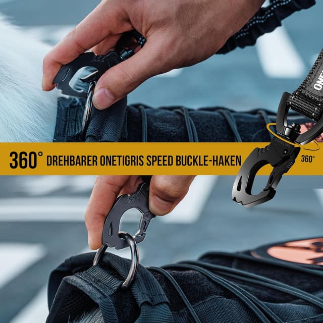 Detalle de OneTigris amortisseur pour chien 51 cm : laisse en nylon avec rallonge réfléchissante