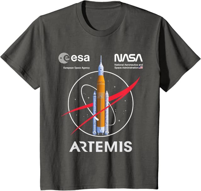 Detalle de NASA Artemis Mission SLS Worm & ESA Logo T-Shirt – klassisches NASA-Design für Fans