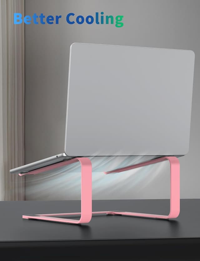 Detalle de SOUNDANCE Metal Laptop Stand for Desk (Pink) – Ergonomic Riser for 12 to 17.3-inch Laptops