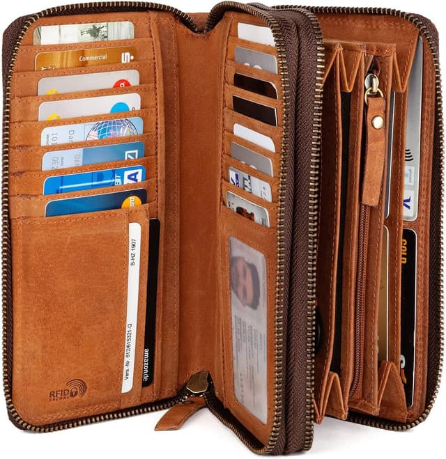 Detalle 2 de KRONIFY XXL Leder Geldbörse Damen 29 Karten