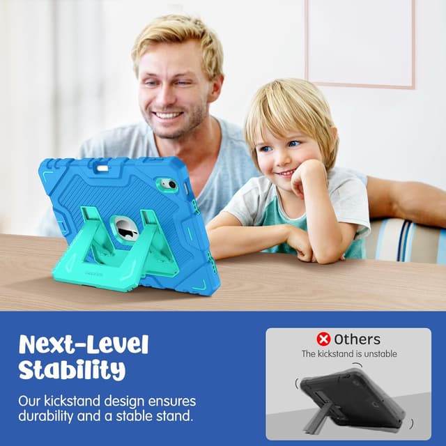 Detalle de FINTIE Kids Rugged Case for iPad Air 11-inch (M4 2026 / M3 2025 / M2 2024) with Kickstand – Blue