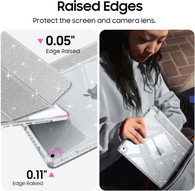 Thumbnail 6 de FINTIE Glitter Case for iPad 9th/8th/7th Gen (10.2-inch, 2021/2020/2019) with Pencil Holder and Auto Wake/Sleep – Silver