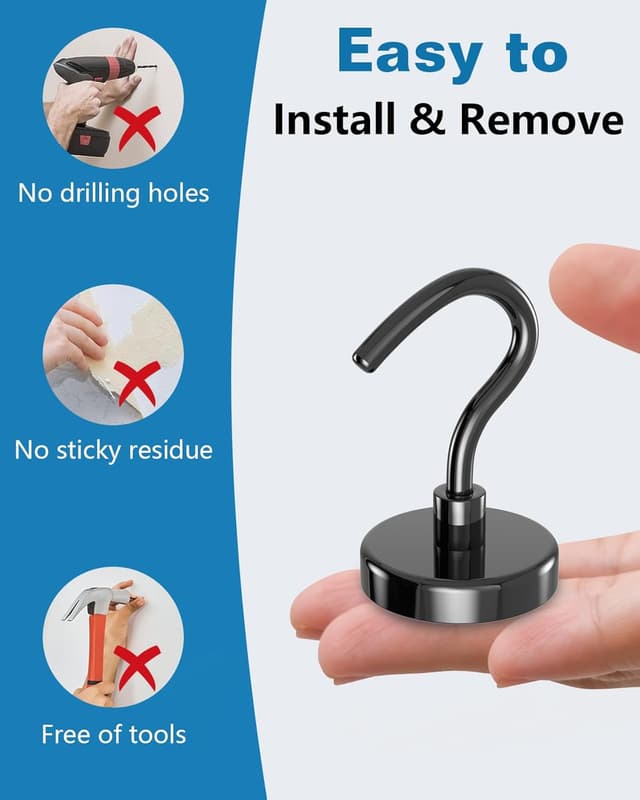 Detalle 1 de Lictin Magnethaken Schwarz 47 kg