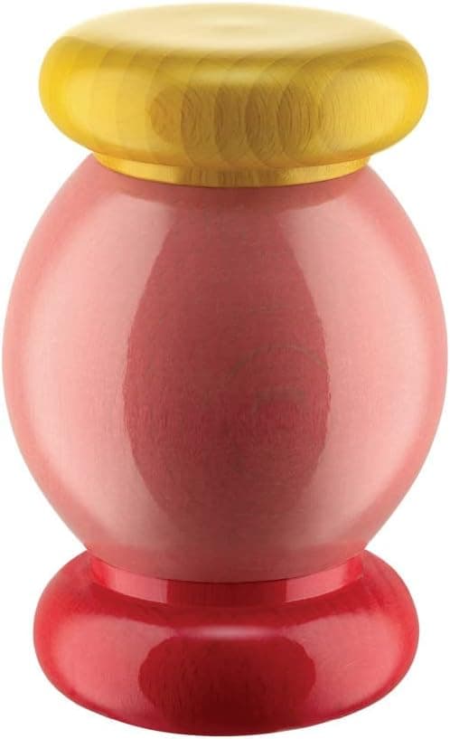 Detalle de Alessi Totem Domestici ES18 2 Salt, Pepper & Spice Mill in Beech Wood (Pink, Red & Yellow)