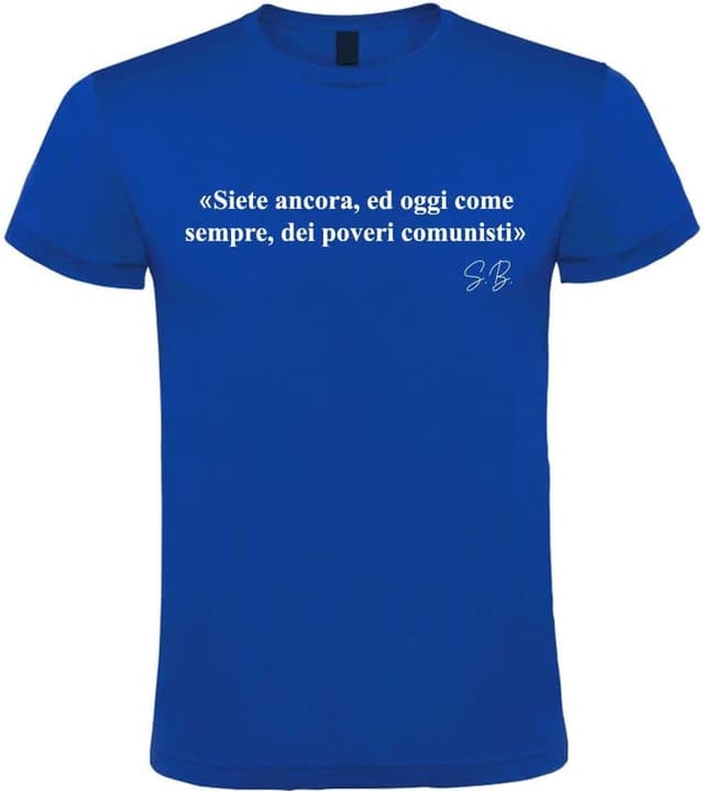 Detalle 1 de T-shirt generica in cotone con frase “Siete ancora…”, girocollo con elastan