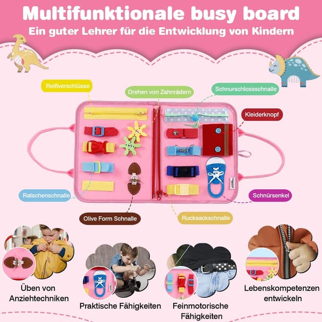 Thumbnail 2 de JHkim Busy Board Rosa Montessori Lernspielzeug
