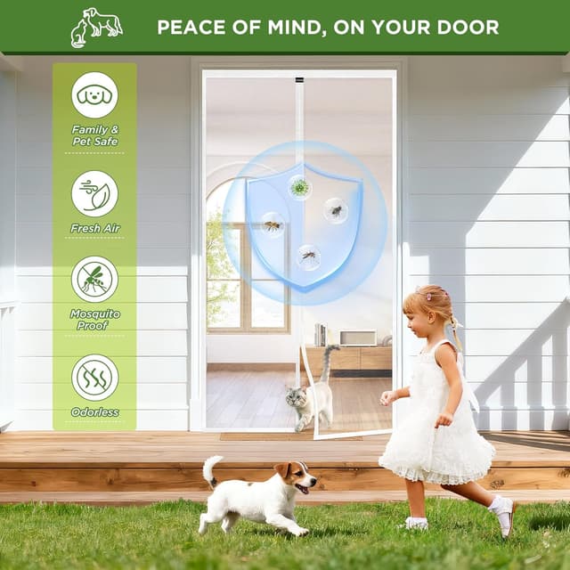 Thumbnail 6 de UPGRADE Fliegengitter Balkontür 100x210 cm mit starken Magneten – selbstschließende Insektenschutz-Tür, weiß