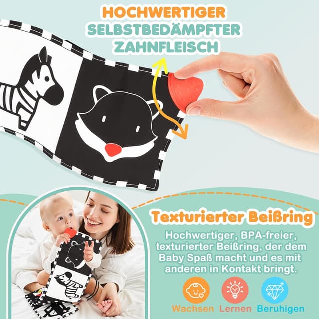 Detalle 2 de BBWOO Kontrast Babybuch 0–12 Monate