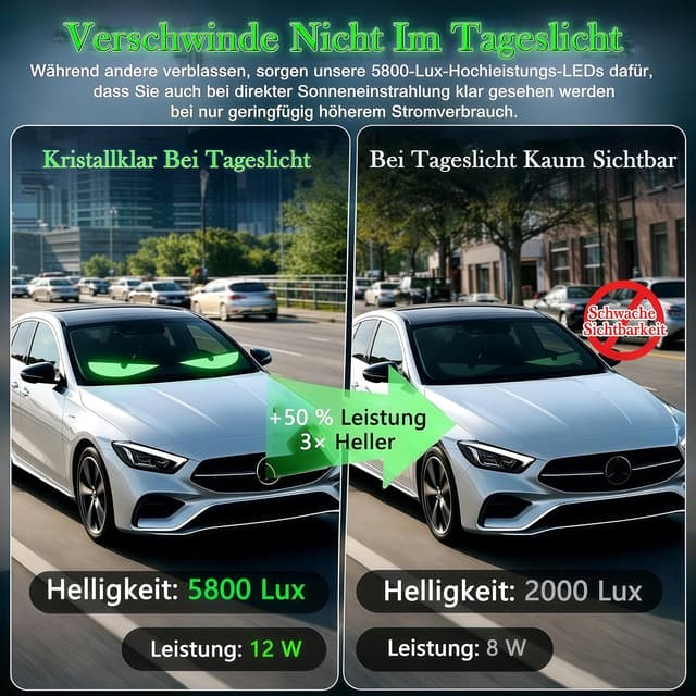 Thumbnail 2 de Auto LED Augen „Teufelsaugen“ – programmierbares USB-LED-Display (2 Stück) für Front- und Heckscheibe, IP68, wasserdicht