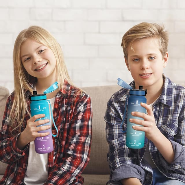 Detalle 2 de Mulbijeo Borraccia Palestra 500 ml con scritte motivazionali, a prova di perdite e borraccia bambini