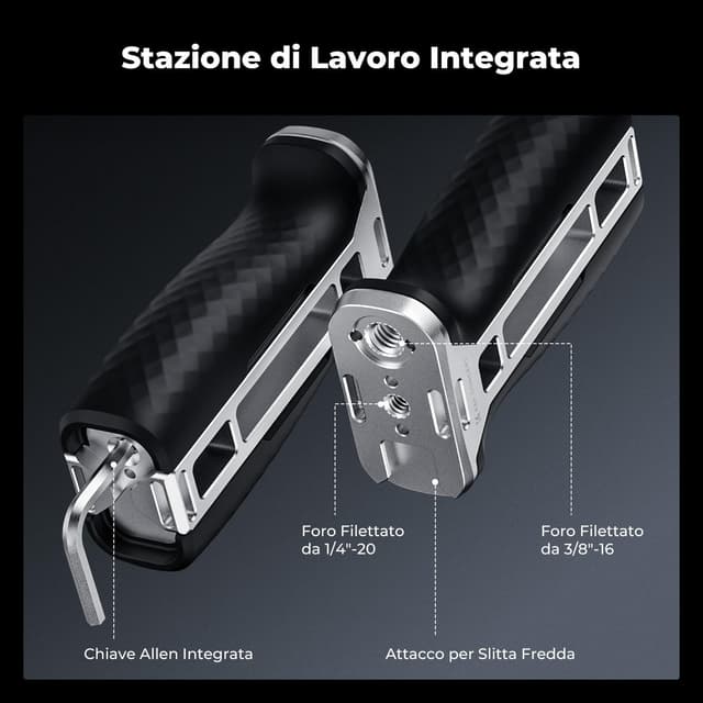 Detalle 2 de K&F CONCEPT Maniglia laterale NATO per gabbie fotografiche con regolazione su/giù e cold shoe