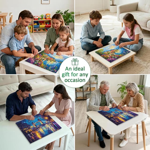 Detalle 2 de Pixlora Puzzles for Adults 1000 Pieces (2-Pack) — Garden Town & Darkness Theme Jigsaw Puzzles