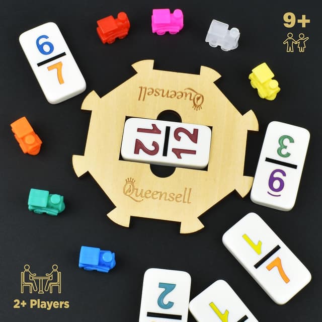 Thumbnail 3 de Queensell Mexican Train Dominoes Set with Numbers 91 tiles 🎲