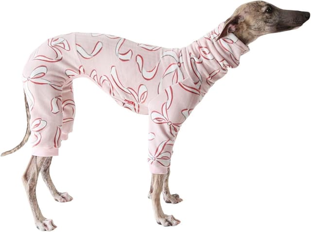 Detalle de BT Bear Lightweight Italian Greyhound Jumper Turtleneck Whippet Pyjamas Onesie (Pink Ribbon), XXL