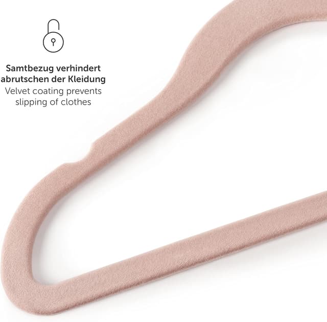 Detalle 2 de Laleni Kinderkleiderbügel (30 Stück) mit Samtbezug, 360° drehbar & rutschfest – Rosegold & Puderrosa
