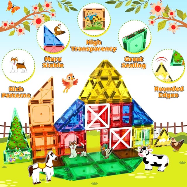 Thumbnail 3 de Magnetic Tiles 105 PCS Farm Animals Set