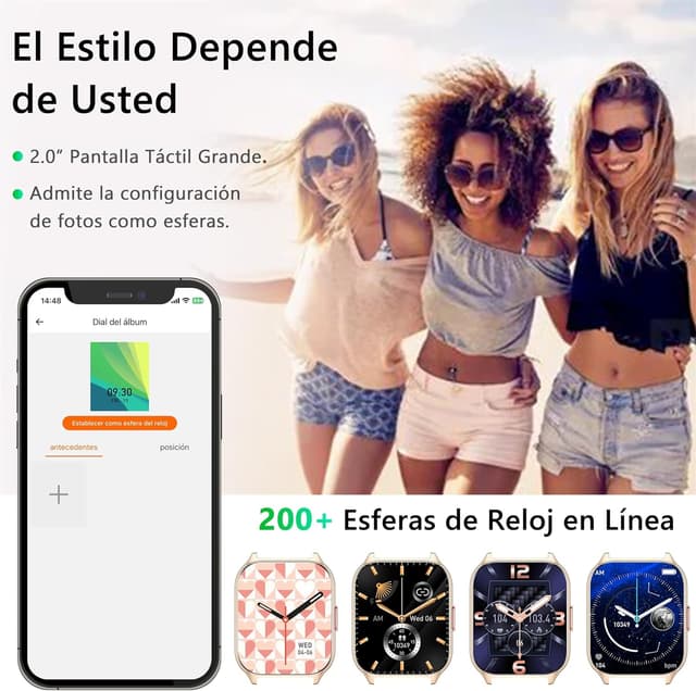 Detalle 2 de ZOSKVEE Reloj Inteligente Mujer 🚶♀️, Bluetooth, Salud y Deportes