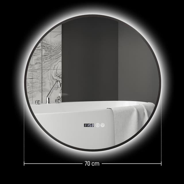 Thumbnail 6 de HOMCOM Miroir Salle de Bain LED Ø70 cm noir