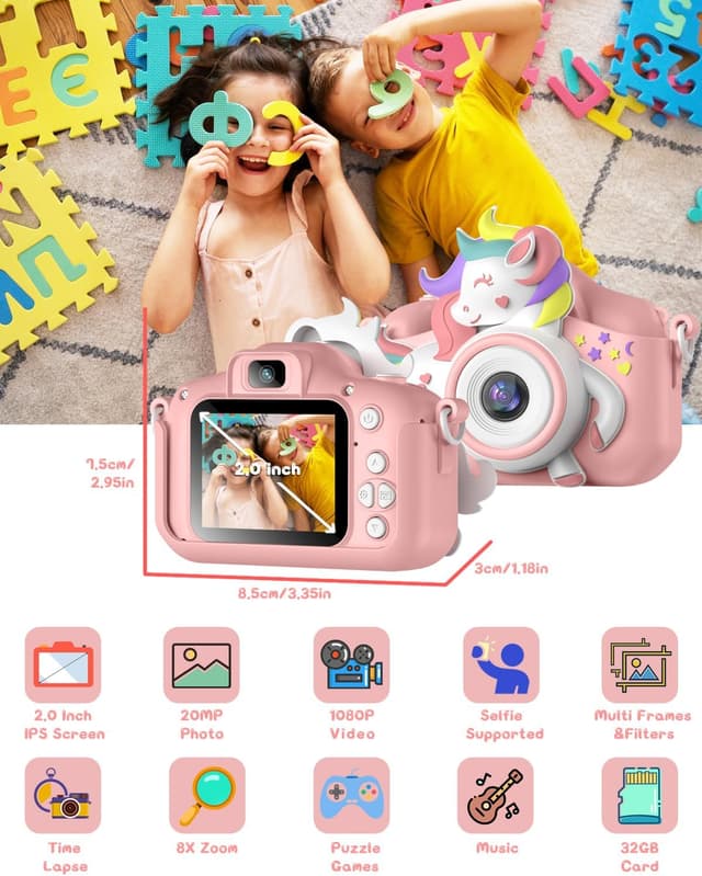 Detalle 2 de Gofunly Kids Camera 1080P 2.0" with 32GB