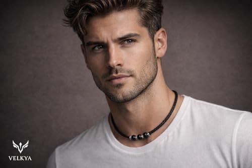 Detalle 2 de VELKYA Collar hombre de plata 925 43+7 cm