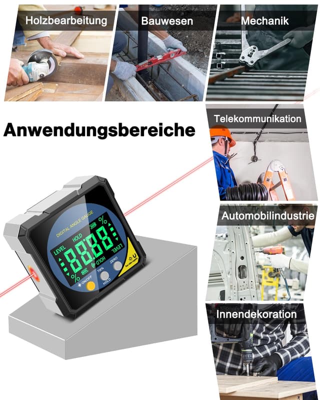 Detalle de Lytool digitaler Laser-Winkelmesser mit Magnet, doppelseitiger Laser-Linienprojektion und Type-C