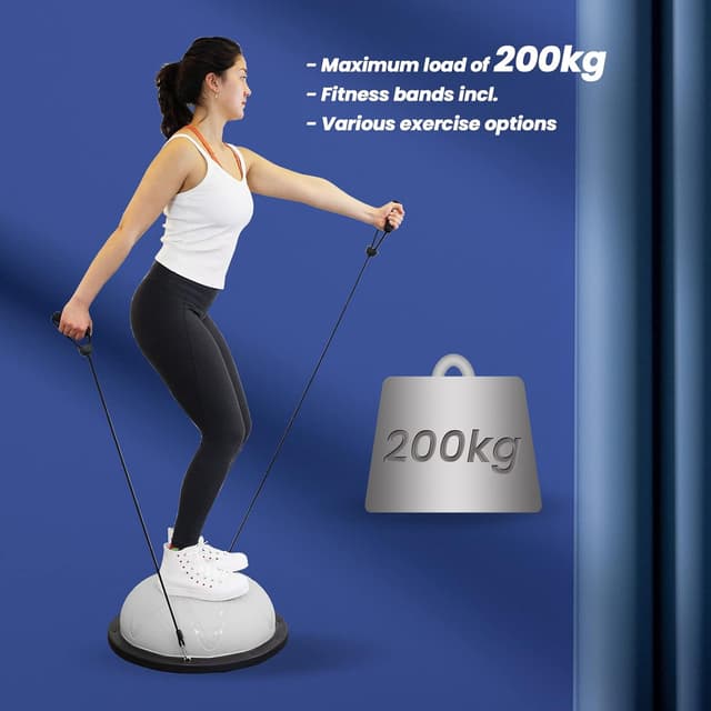Detalle 2 de DH FitLife Balance Ball (Yoga Balance Trainer) Ø60×22cm with Pump and 2 Fitness Bands